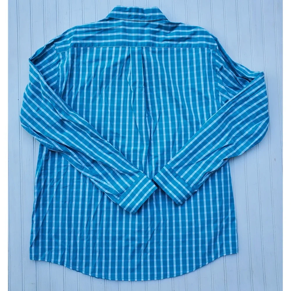 Dockers Mens Blue Teal Comfort Stretch Button Down Shirt‎ XL Long Sleeve New